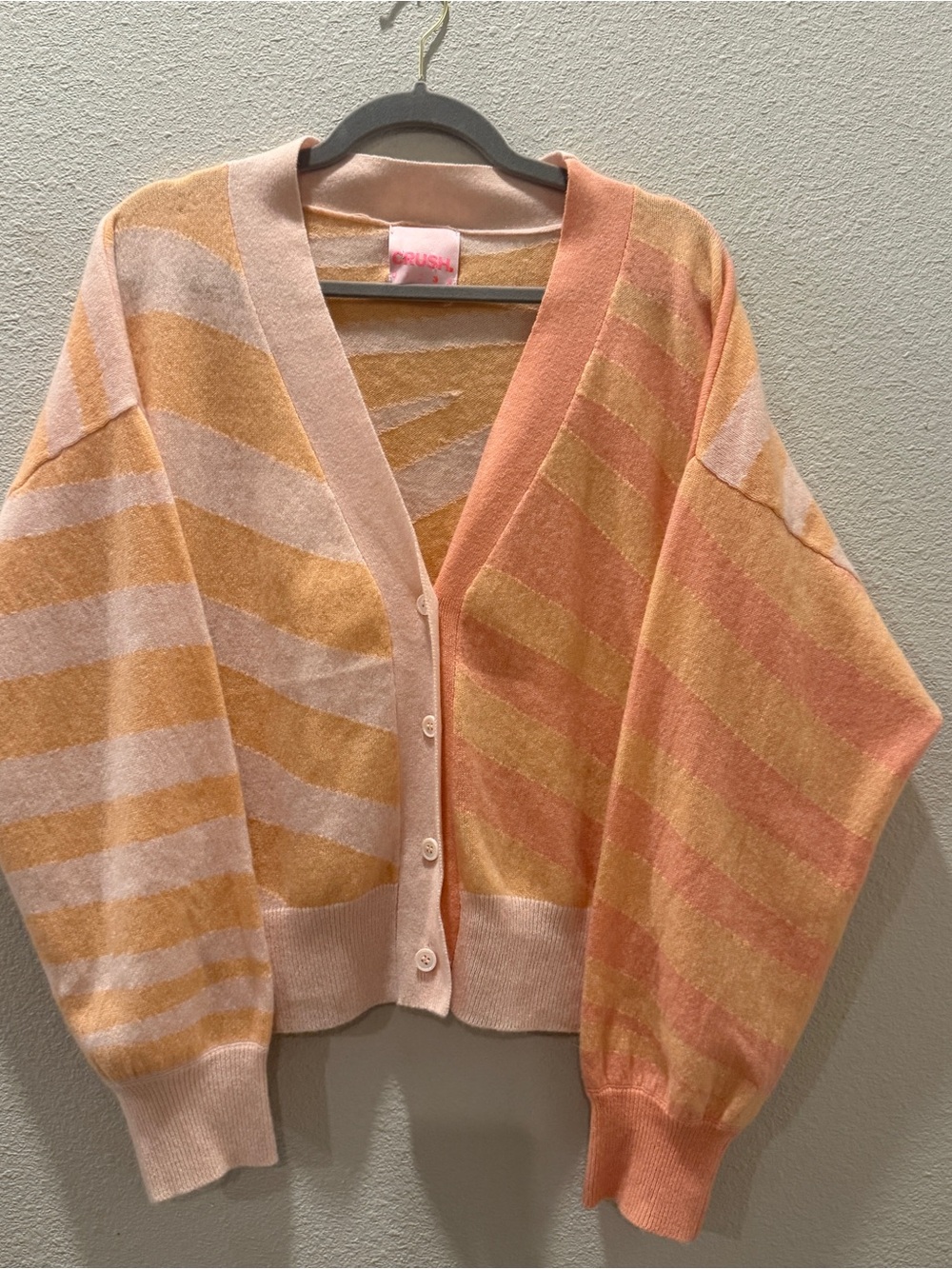 Crush Cashmere cardigan balloon sleeve Size Large 3